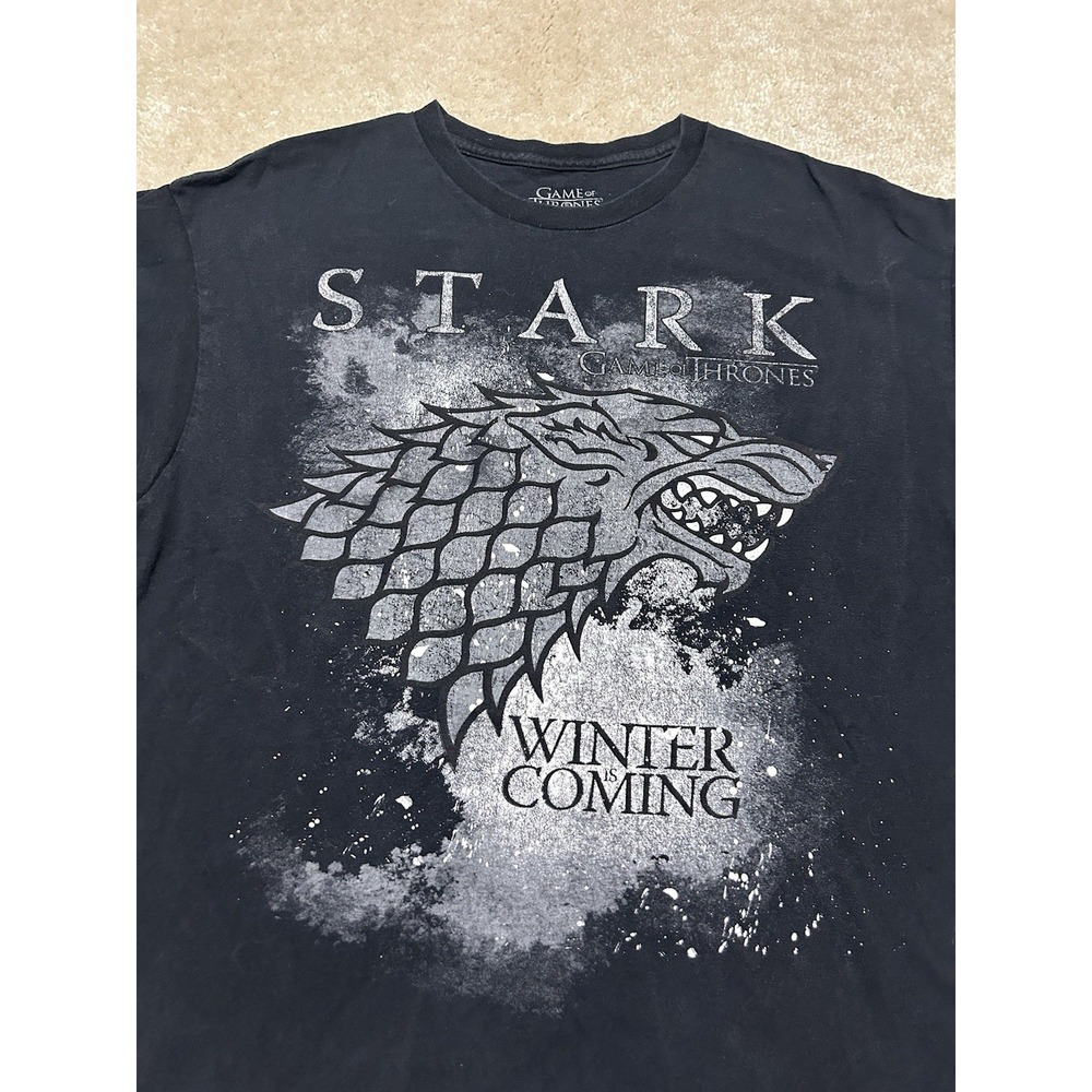 Game Of Thrones Tee Shirt Mens XL Black Stark Winter Coming Dragon TV Show Promo - Picture 4 of 6